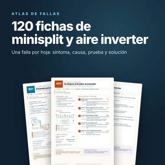 Portada del Atlas de Fallas: 120 fichas de minisplit y aire inverter, una falla por hoja